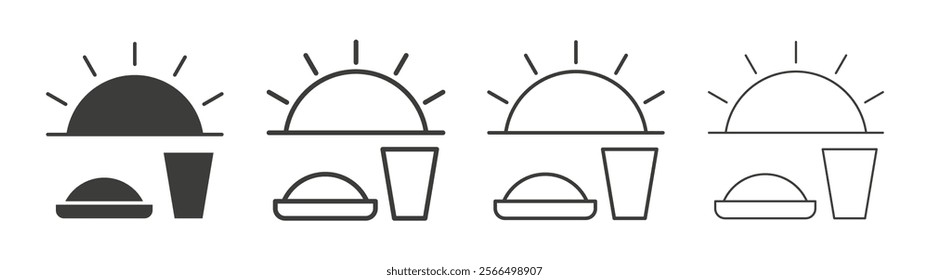 Sahur time icon flat and linear vector illustration on white background.