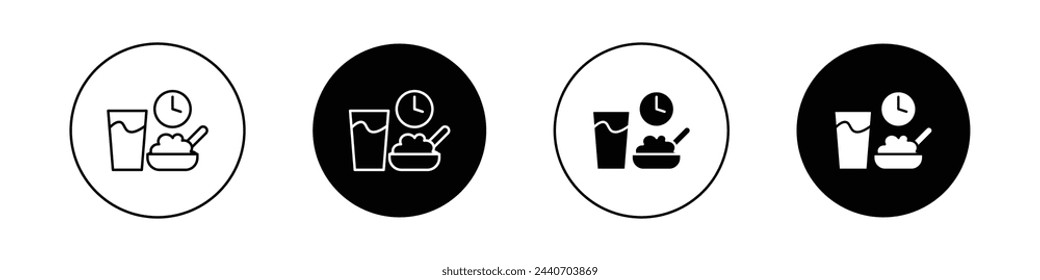 Sahur time icon set. ramadan breakfast vector symbol. fasting food line icon.