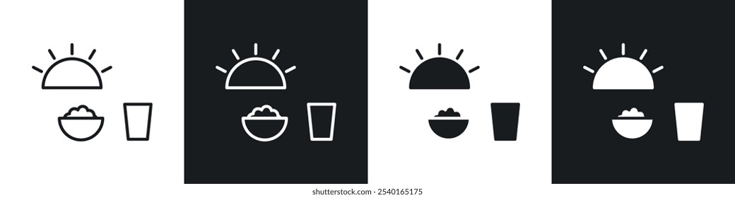 Conjunto de iconos de tiempo de Sahur. Símbolos de Vector en colores blanco y negro.