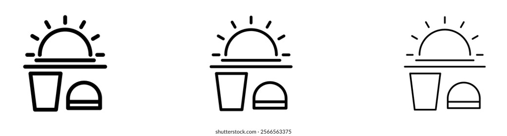 Sahur time icon in tree different line stroke sizes.