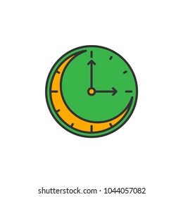 Sahur time. predawn meal before the fast symbol. Simple monoline icon style for muslim ramadan and eid al fitr celebration.