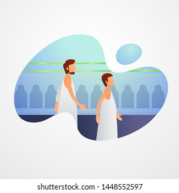 Sai zwischen Safa und Marwah. Hajj und umrah, Vektorgrafik