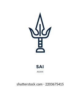 icono sai de la colección asiática. Icono de contorno delgado lineal sai, japón, japonés aislado en fondo blanco. Signo sai de vector de línea, símbolo para web y móvil