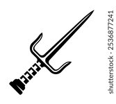 Sai knife ninja weapon vector black silhouette object isolated on white background