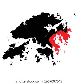 Bezirk Sai Kung auf der Karte von Hongkong hervorgehoben Vektorillustration EPS10