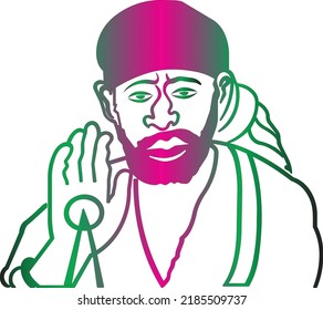 Saibaba Illustration With Pink And Green Gradiant 