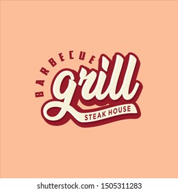 said the grill with hand lettering logo. barbecue, steak house logo.