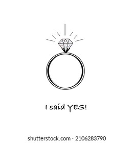 i said yes! text with diamond cute ring