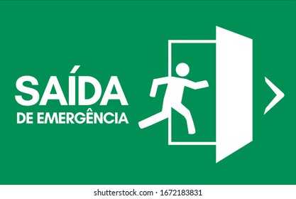 Saida de emergencia (Emergency exit in portuguese) vector illustration.
