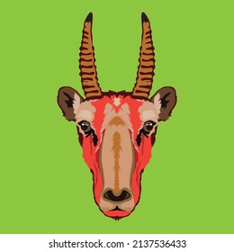 Saiga antelope face vector illustration in decorative style, perfect for tshirt style and mascot logo