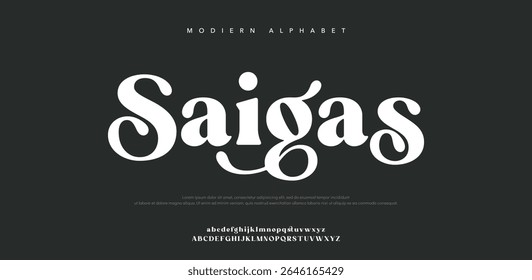 Saigas Modern minimal logo alphabet font. Typography abstract sans serif technology, electronic, movie, future, creative logos fonts. vector illustration 