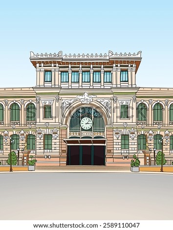 The Saigon Central Post Office. A post office in downtown Ho Chi Minh City, near Saigon Notre-Dame Basilica - the city's cathedral