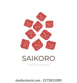 Saikoro Beef Wagyu Meltique Vector Illustration Logo