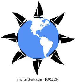 Sail Around the World  vector is hand drawn original artwork.