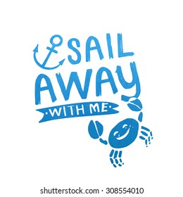 Sail badge, logo, sign hand drawn and illustrated. EPS 10.