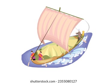 Sail board background, Sailboat icon, logo vector. Sailing Boat Illustration. Luxury Yacht with Cabin and Sails as Water Transport Vector Illustration.
