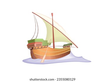 Sail board background, Sailboat icon, logo vector. Sailing Boat Illustration. Luxury Yacht with Cabin and Sails as Water Transport Vector Illustration.
