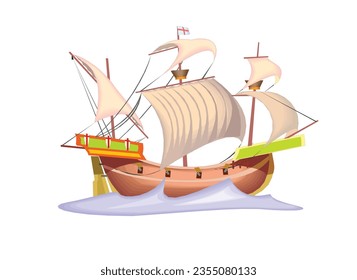 Sail board background, Sailboat icon, logo vector. Sailing Boat Illustration. Luxury Yacht with Cabin and Sails as Water Transport Vector Illustration.
