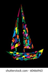 Sail boat abstract vector illustration