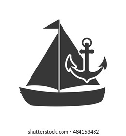 sail boat and anchor  icon