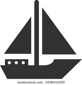 Sail boat black icon. Sea transport symbol