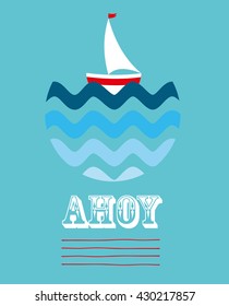 sail boat card. Vector Illustration