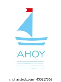 sail boat card. Vector Illustration