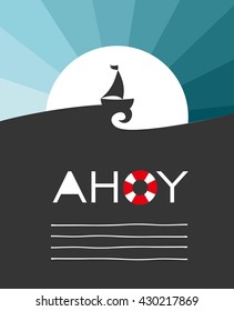 sail boat card. Vector Illustration