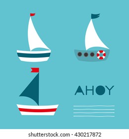 sail boat card. Vector Illustration