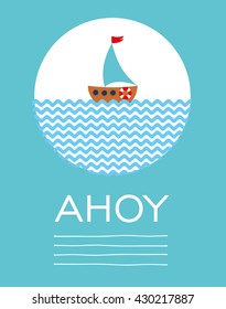 sail boat card. Vector Illustration