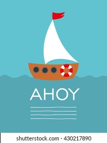 sail boat card. Vector Illustration