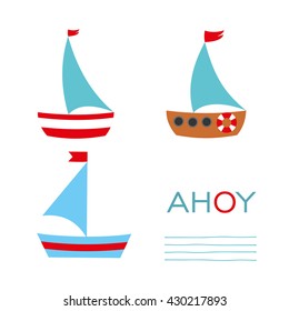sail boat card. Vector Illustration
