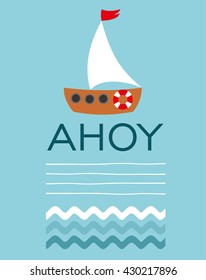 sail boat card. Vector Illustration