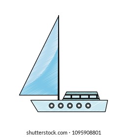 Sail boat cartoon scribble