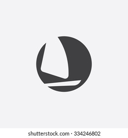 sail boat cut identity template icon design element