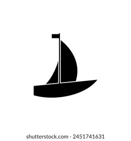 Sail boat. Cute boat with sails on a white isolated background. Vector illustration in a flat style.