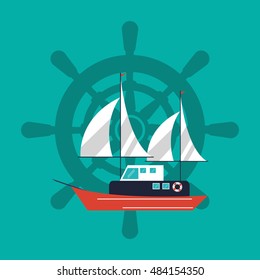 sail boat emblem image 