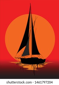 sail boat in the evening sea