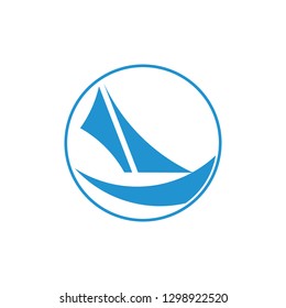 sail boat fast design circle logo vector