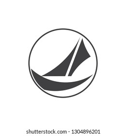 sail boat fast design circle logo vector