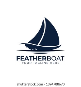 sail boat and feather logo concept template design vector, sailing vintage logo, emblem, label vector templates