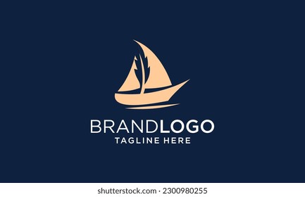  sail boat and feather logo concept template design vector, sailing vintage logo, emblem, label vector templates