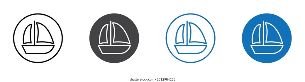 Sail boat flat editable icon mark set.