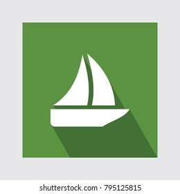 Sail Boat flat icon with long shadow