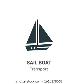 Sail boat glyph icon vector on white background. Flat vector sail boat icon symbol sign from modern transport collection for mobile concept and web apps design.