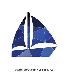 sail boat icon Abstract Triangle Geometrical background 