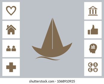 Sail Boat Icon With Bonus Icons. Eps-10.