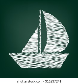 Sail Boat icon with chalk effect 