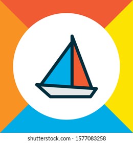 Sail boat icon colored line symbol. Premium quality isolated yacht element in trendy style.
