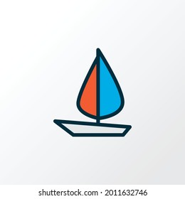 Sail boat icon colored line symbol. Premium quality isolated yacht element in trendy style.